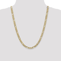 14K Yellow Gold 24" 6mm Concave Open Figaro Chain Necklace with Lobster Clasp by Oro Pregiato