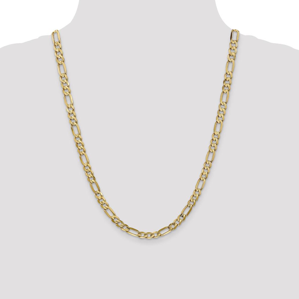 14K Yellow Gold 24" 6mm Concave Open Figaro Chain Necklace with Lobster Clasp by Oro Pregiato