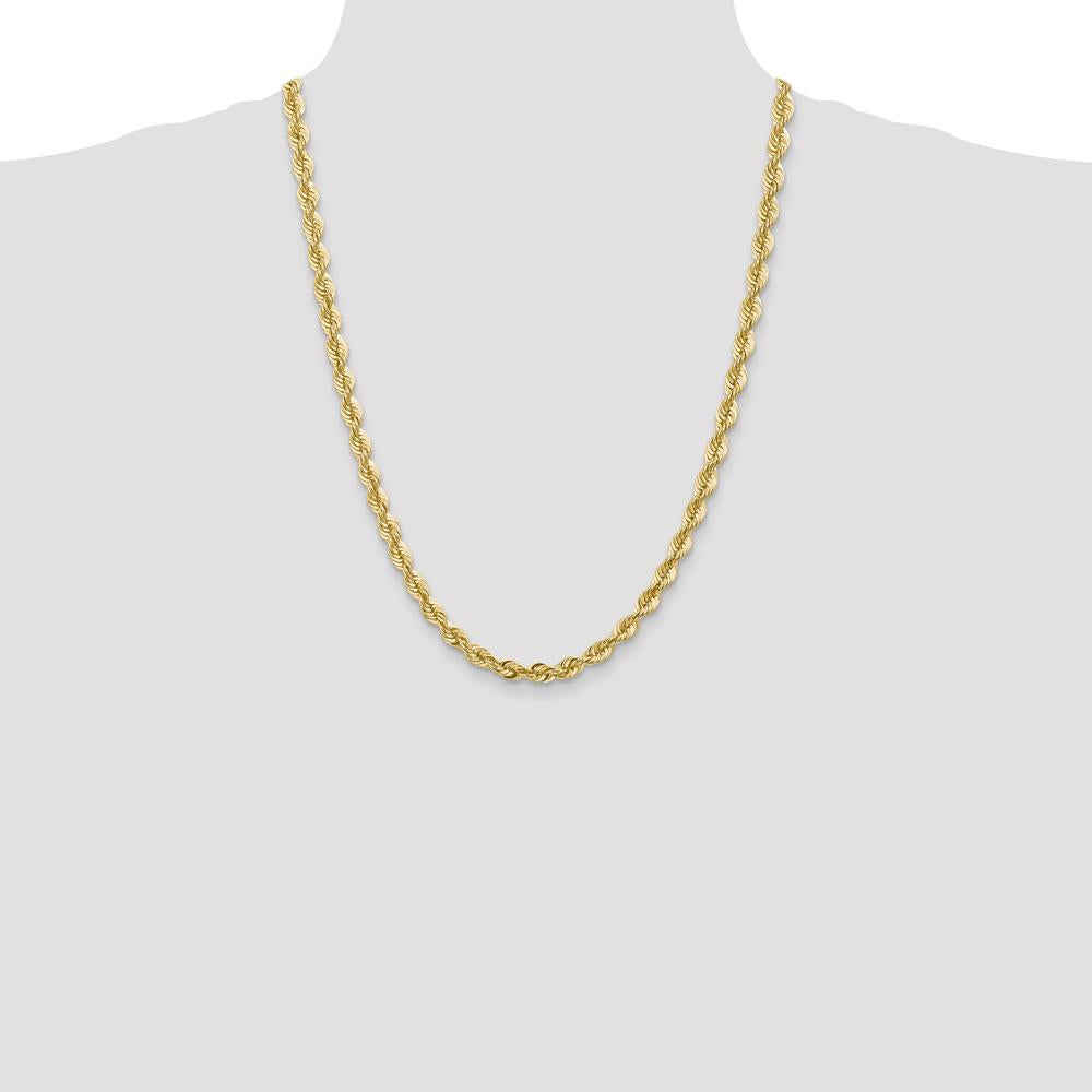14K Yellow Gold 24" 6mm Regular Rope Chain with Fancy Lobster Clasp