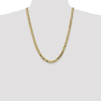 14K Yellow Gold 24" 7.25mm Flat Beveled Curb Chain with Lobster Clasp by Oro Pregiato