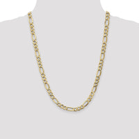 14K Yellow Gold 24" 7.3mm Semi-Solid Figaro Chain with Lobster Clasp by Oro Pregiato