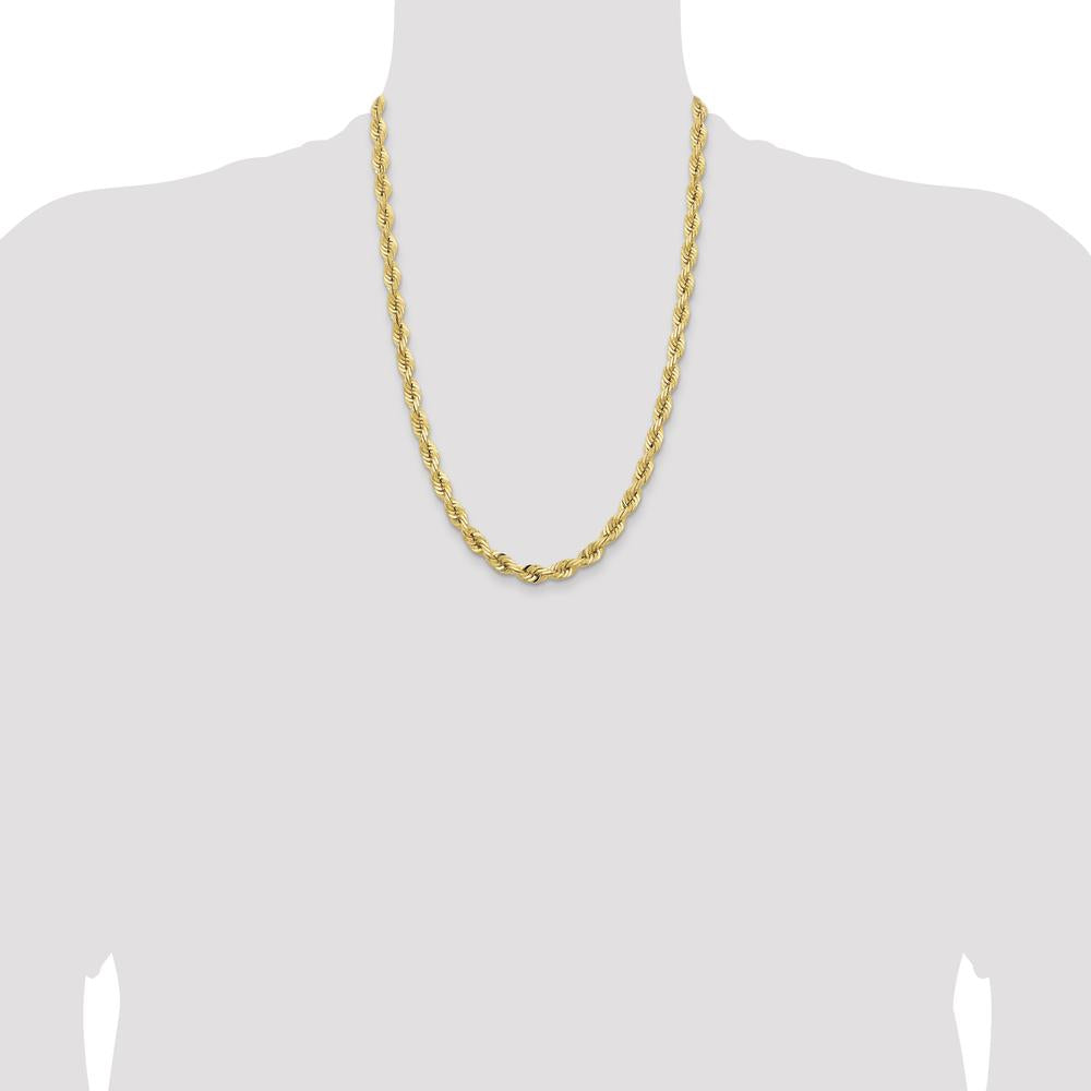 14K Yellow Gold 24" 7mm Diamond-Cut Quadruple Rope Chain with Fancy Lobster Clasp by Oro Pregiato