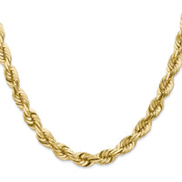 14K Yellow Gold 24" 7mm Diamond-Cut Rope Chain with Fancy Lobster Clasp