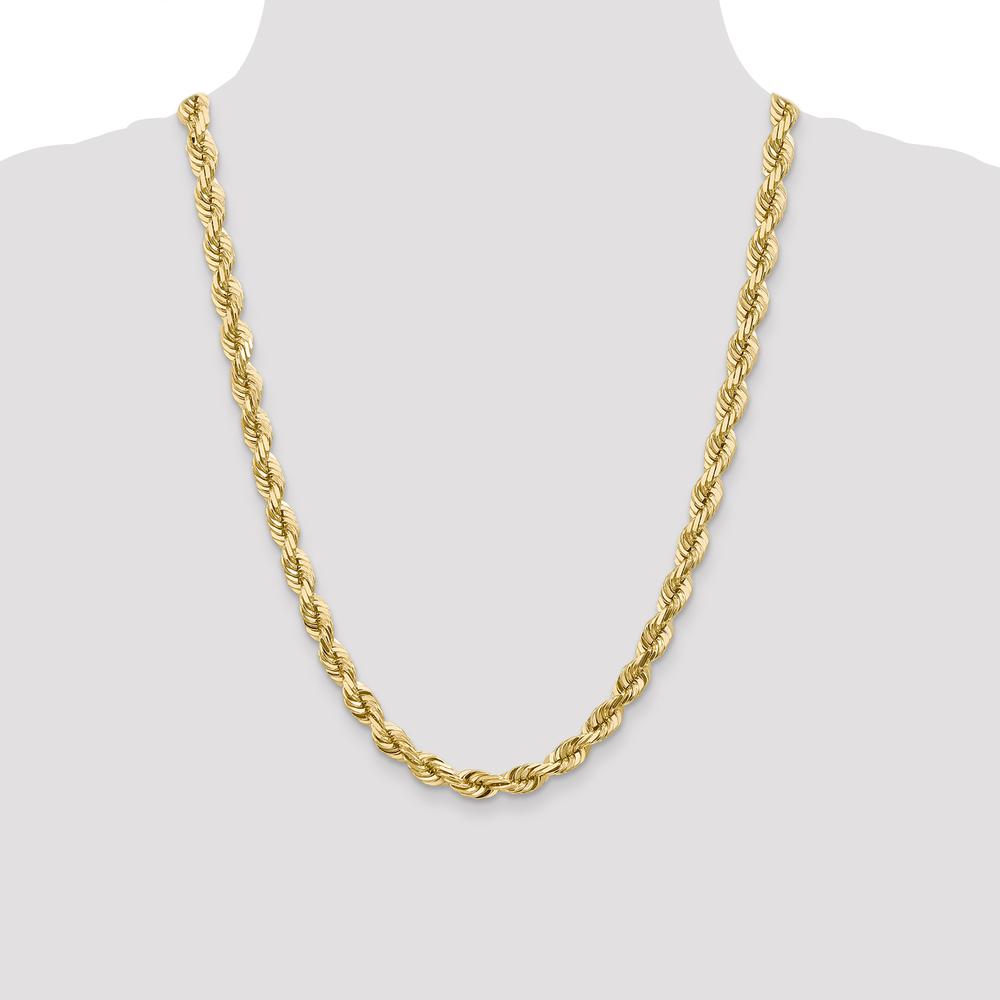 14K Yellow Gold 24" 7mm Diamond-Cut Rope Chain with Fancy Lobster Clasp