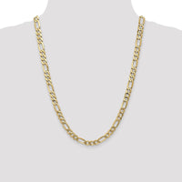14K Yellow Gold 24" 7mm Flat Figaro Chain Necklace with Lobster Clasp by Oro Pregiato