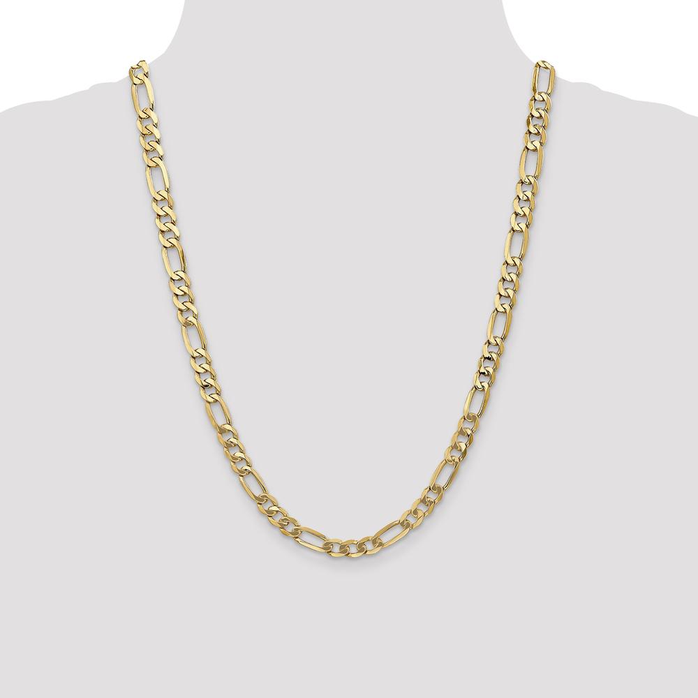 14K Yellow Gold 24" 7mm Flat Figaro Chain Necklace with Lobster Clasp by Oro Pregiato