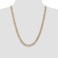 14K Yellow Gold 24" 7mm Polished Curb Chain with Lobster Clasp by Oro Pregiato