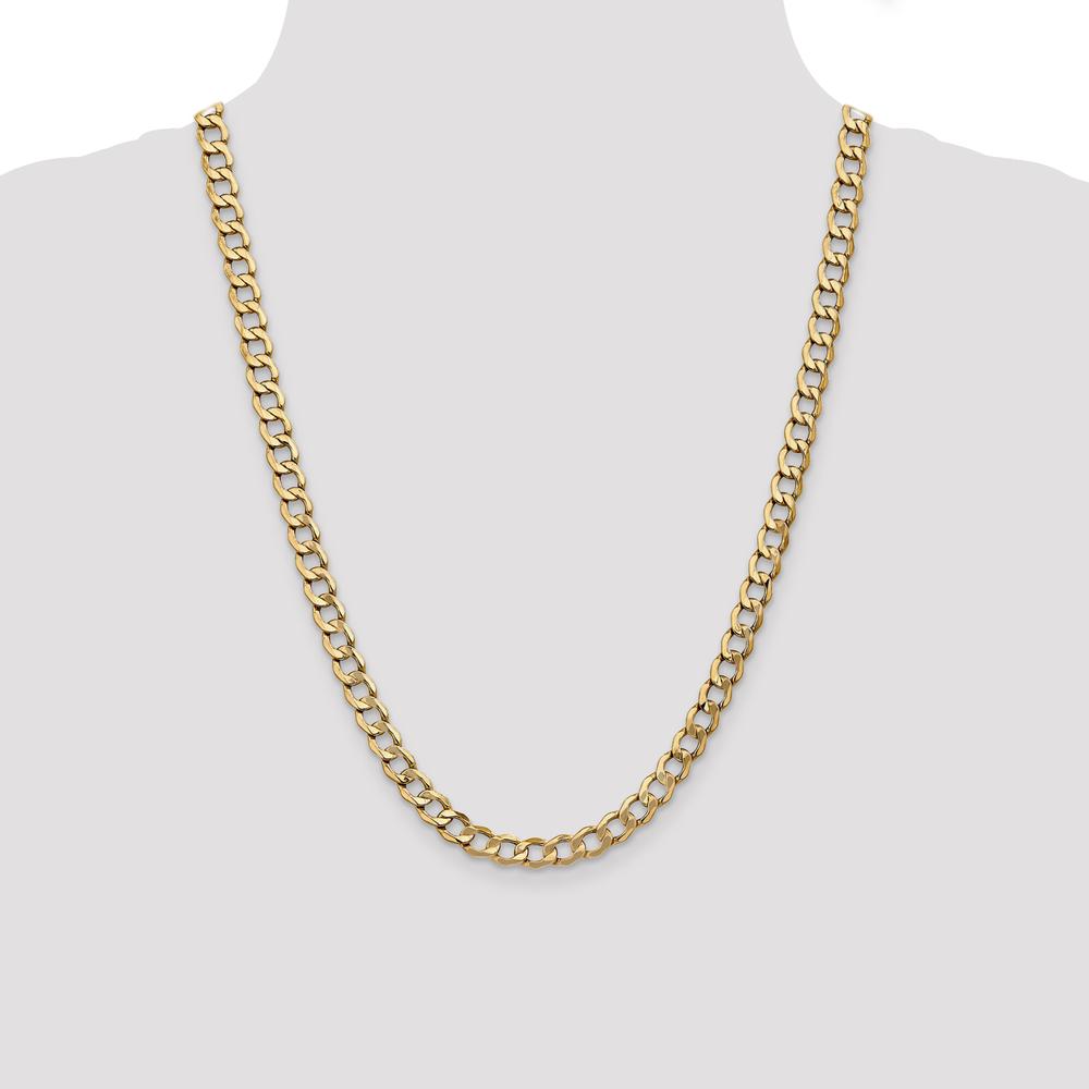 14K Yellow Gold 24" 7mm Polished Curb Chain with Lobster Clasp by Oro Pregiato