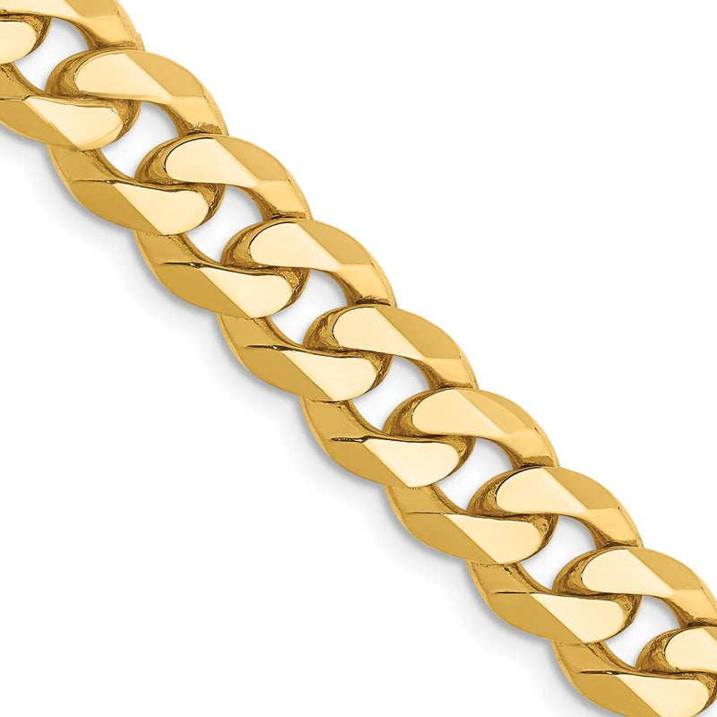14K Yellow Gold 24" 8.5mm Flat Beveled Curb Chain with Lobster Clasp by Oro Pregiato