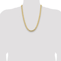 14K Yellow Gold 24" 8.5mm Open Concave Curb Chain with Lobster Clasp by Oro Pregiato
