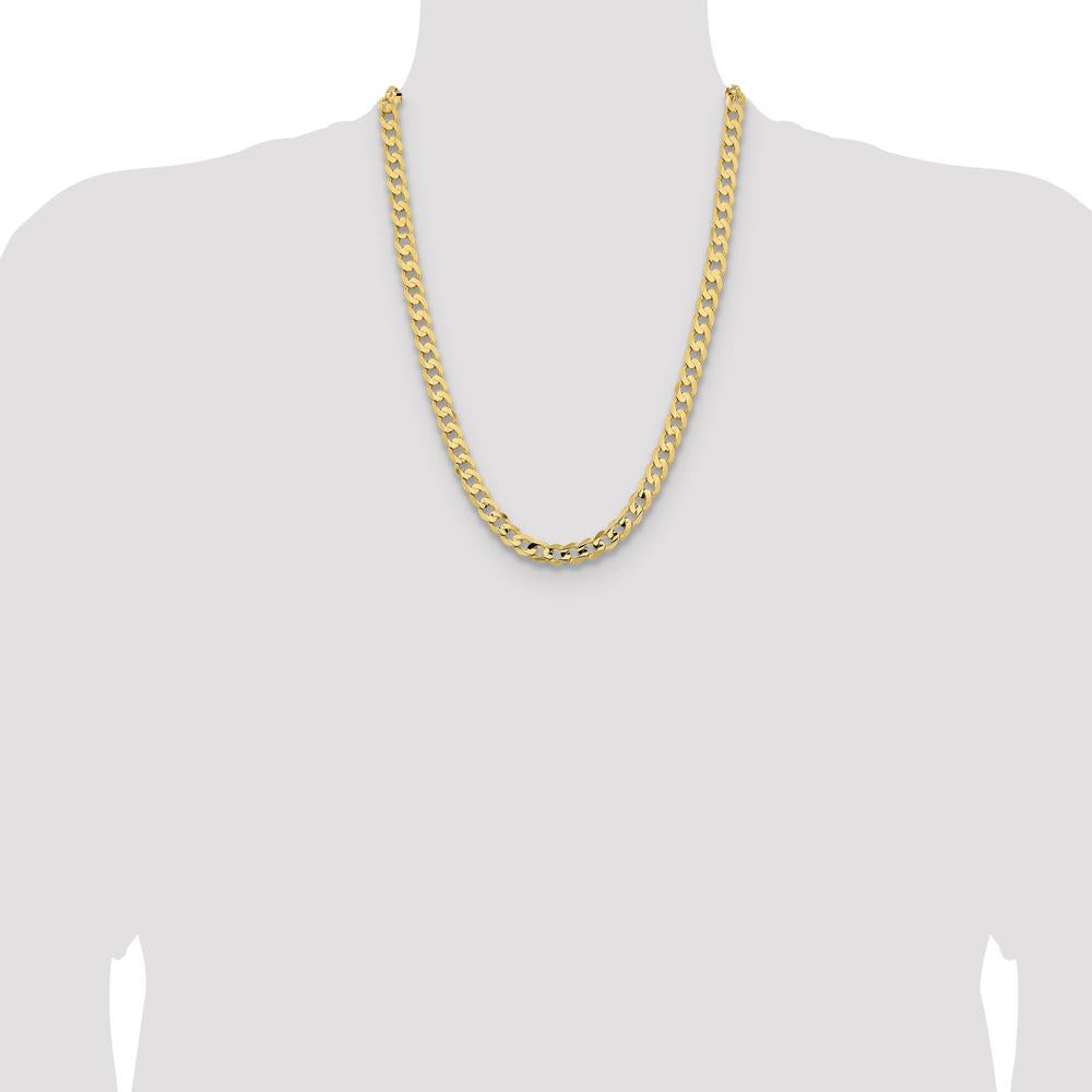 14K Yellow Gold 24" 8.5mm Open Concave Curb Chain with Lobster Clasp by Oro Pregiato