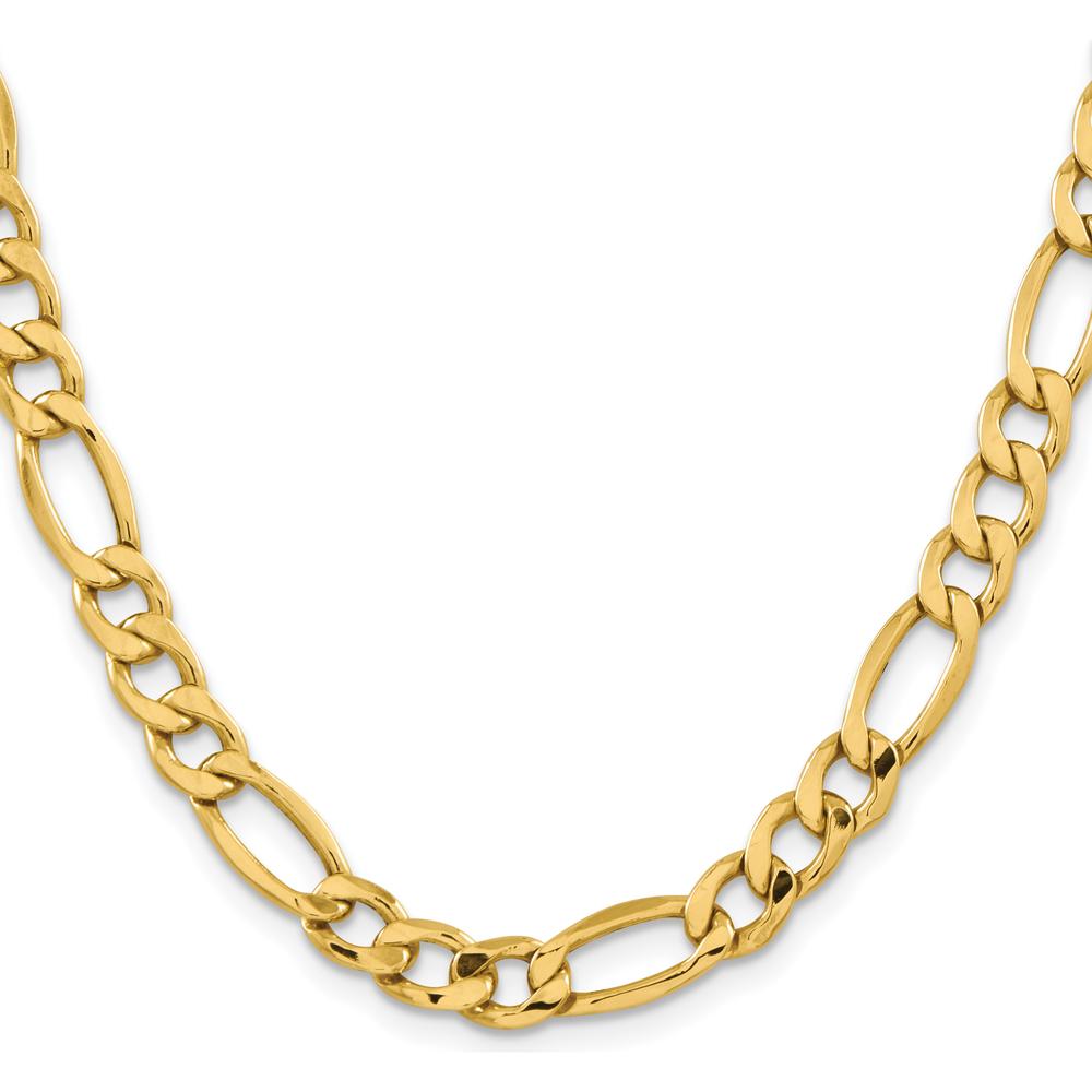 14K Yellow Gold 24" 8.5mm Semi-Solid Figaro Chain with Lobster Clasp by Oro Pregiato