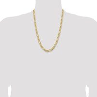 14K Yellow Gold 24" 8.5mm Semi-Solid Figaro Chain with Lobster Clasp by Oro Pregiato