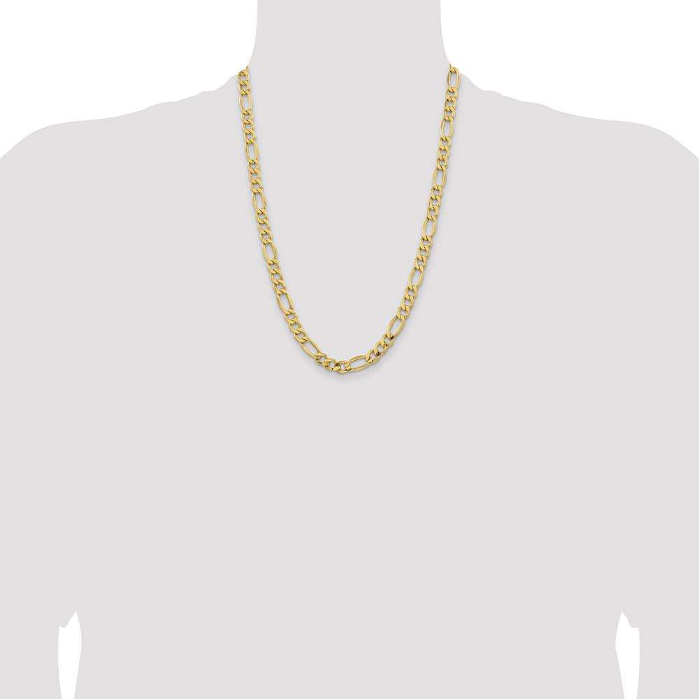 14K Yellow Gold 24" 8.5mm Semi-Solid Figaro Chain with Lobster Clasp by Oro Pregiato