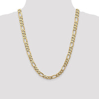 14K Yellow Gold 24" 8.75mm Flat Figaro Chain with Lobster Clasp - Solid Gold Men's Necklace by Oro Pregiato