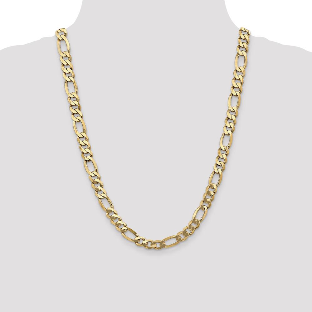 14K Yellow Gold 24" 8.75mm Flat Figaro Chain with Lobster Clasp - Solid Gold Men's Necklace by Oro Pregiato