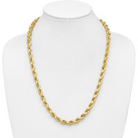 14K Yellow Gold 24" 8mm Diamond-Cut Rope Chain with Fancy Lobster Clasp