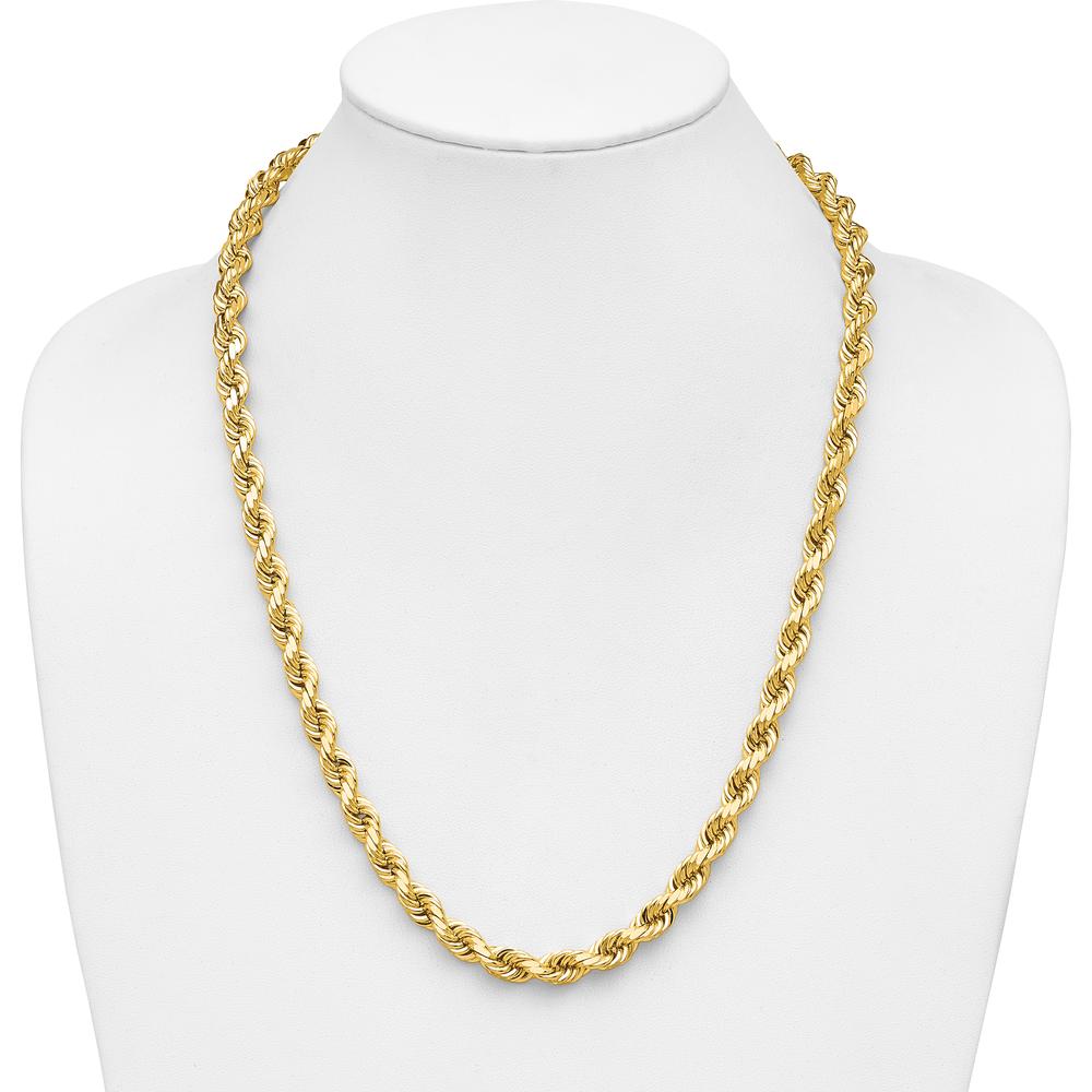 14K Yellow Gold 24" 8mm Diamond-Cut Rope Chain with Fancy Lobster Clasp