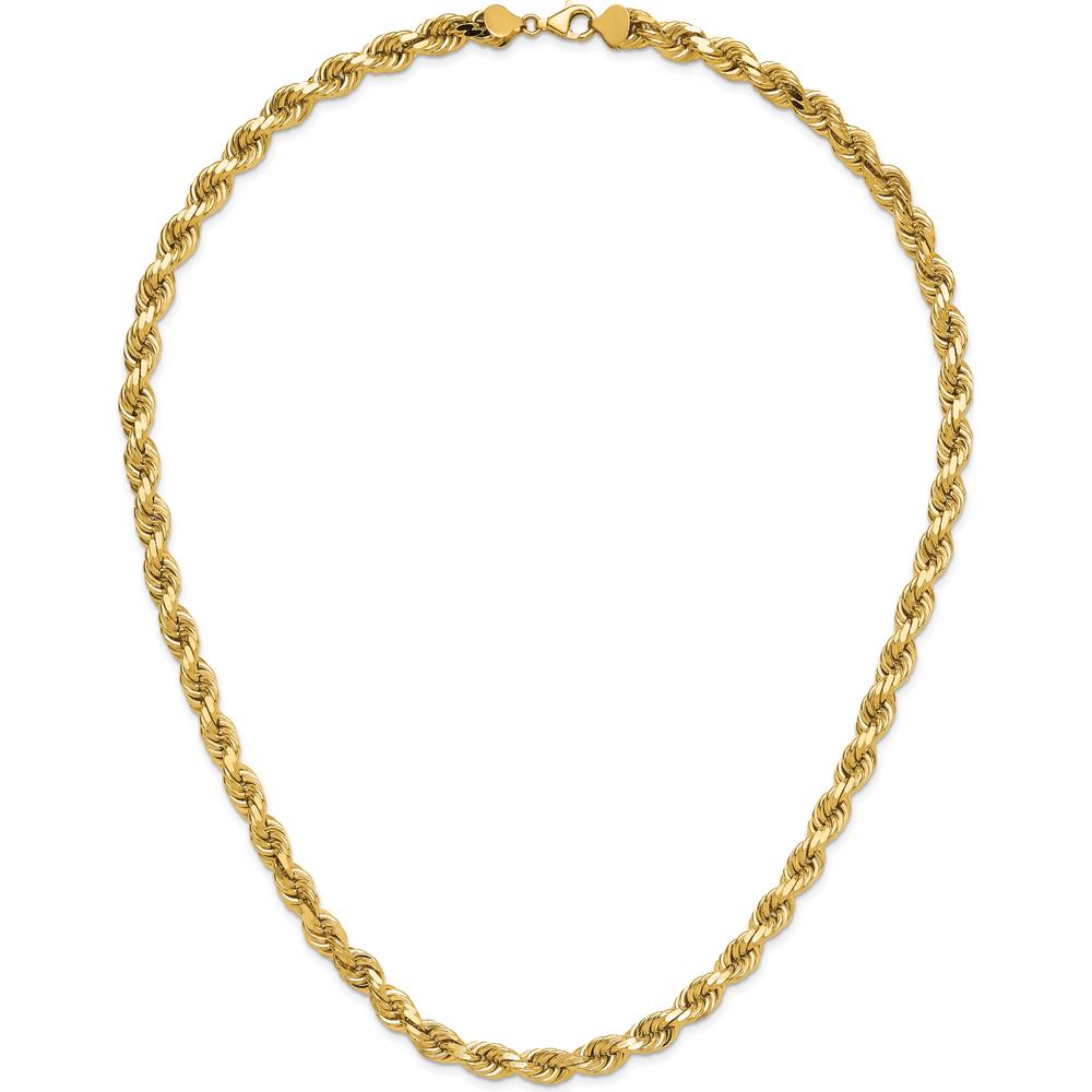 14K Yellow Gold 24" 8mm Diamond-Cut Rope Chain with Fancy Lobster Clasp