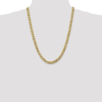 14K Yellow Gold 24" 8mm Flat Beveled Curb Chain Necklace with Lobster Clasp by Oro Pregiato
