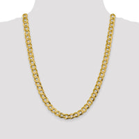 14K Yellow Gold 24" 9.4mm Lightweight Flat Cuban Chain with Lobster Clasp by Oro Pregiato
