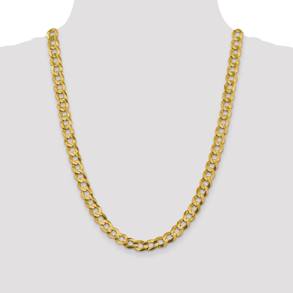 14K Yellow Gold 24" 9.4mm Lightweight Flat Cuban Chain with Lobster Clasp by Oro Pregiato