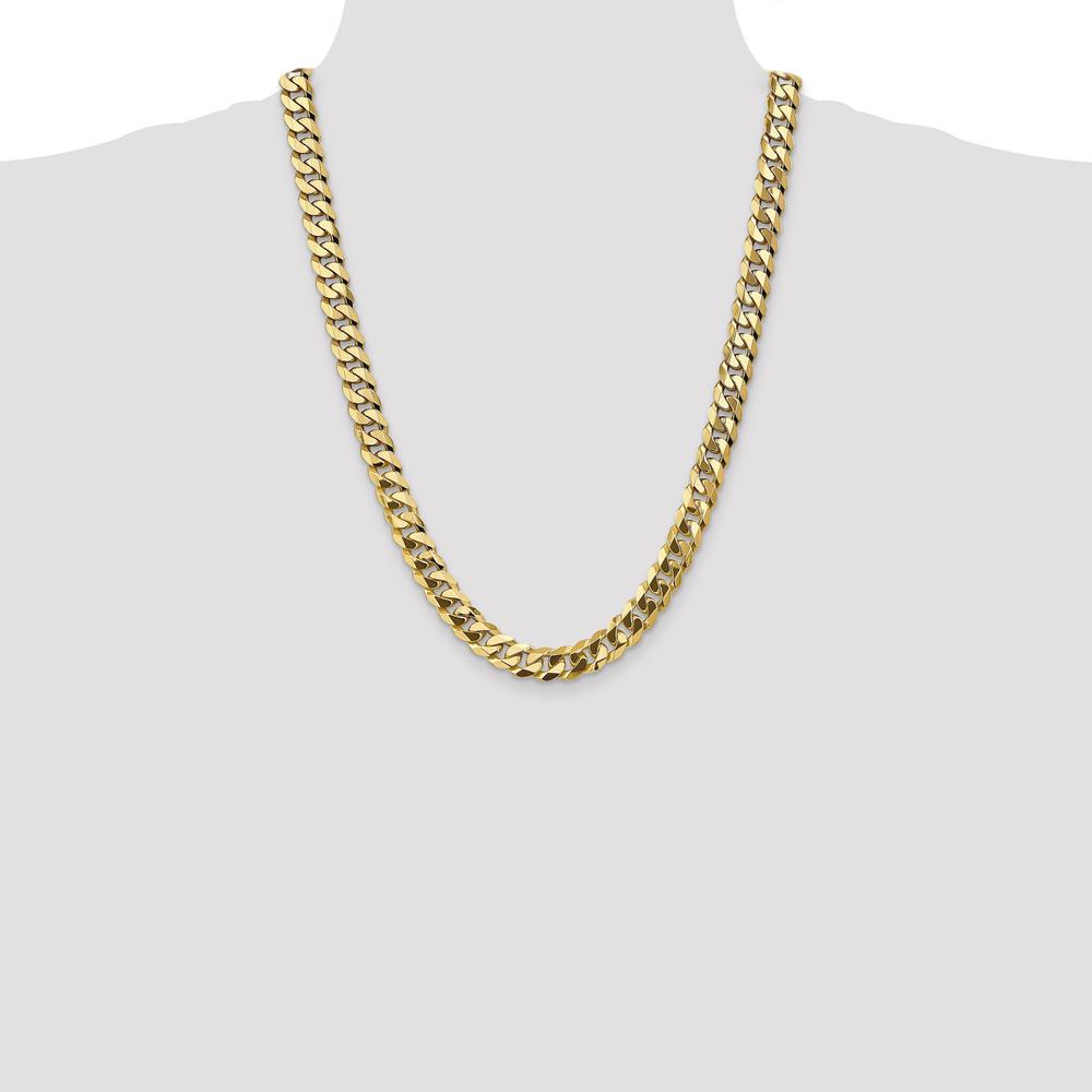 14K Yellow Gold 24" 9.5mm Flat Beveled Curb Chain with Lobster Clasp by Oro Pregiato