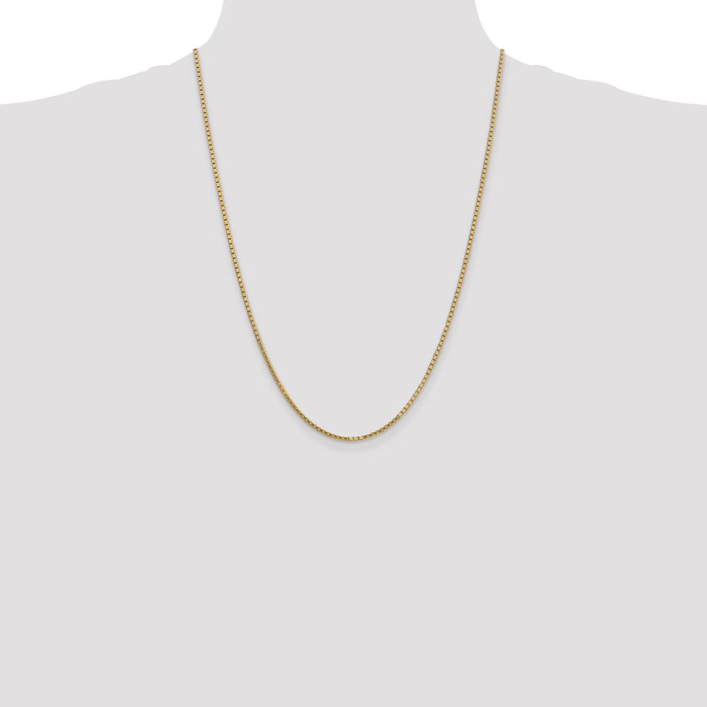 14K Yellow Gold 24" Box Chain Necklace - 1.9mm Width with Lobster Clasp by Oro Pregiato