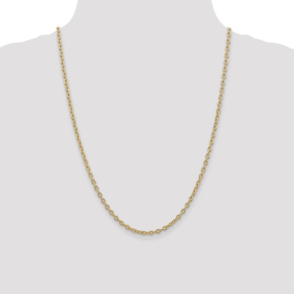 14K Yellow Gold 24" Cable Chain Necklace - 3.2mm Width by Oro Pregiato