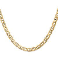 14K Yellow Gold 24" Concave Anchor Chain - 6.25mm Width with Lobster Clasp by Oro Pregiato