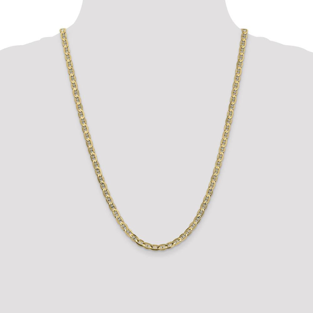 14K Yellow Gold 24" Concave Anchor Chain Necklace - 4.5mm Width by Oro Pregiato