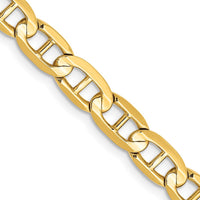 14K Yellow Gold 24" Concave Anchor Chain with Polished Finish - 5.25mm Width by Oro Pregiato