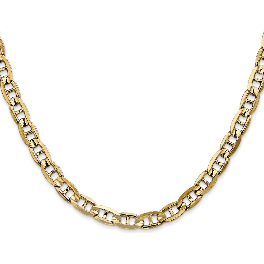 14K Yellow Gold 24" Concave Anchor Chain with Polished Finish - 5.25mm Width by Oro Pregiato