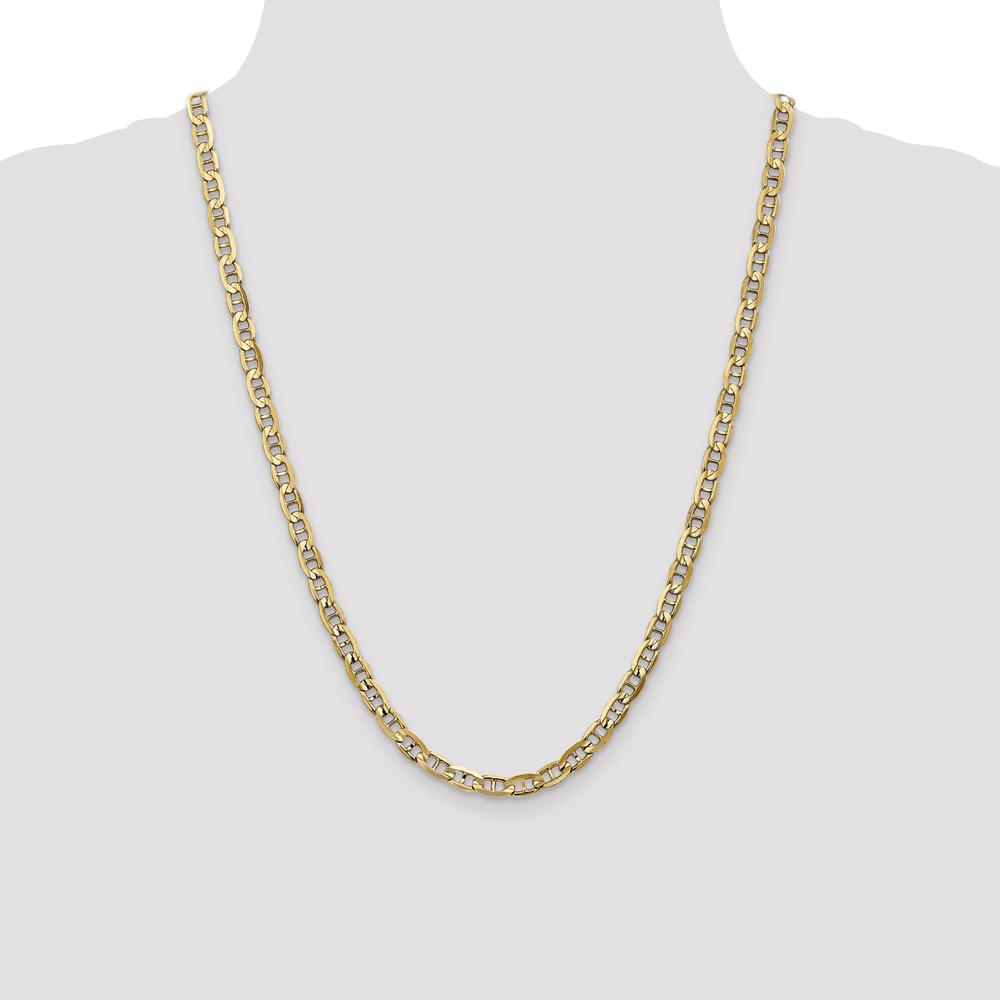 14K Yellow Gold 24" Concave Anchor Chain with Polished Finish - 5.25mm Width by Oro Pregiato