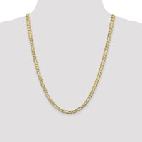 14K Yellow Gold 24" Concave Open Figaro Chain - 5.5mm Width with Lobster Clasp by Oro Pregiato