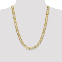 14K Yellow Gold 24" Concave Open Figaro Chain - 8.75mm Width, Polished Finish by Oro Pregiato