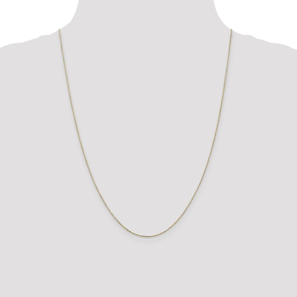 14K Yellow Gold 24" Diamond-Cut Cable Chain Necklace - 0.8mm Width by Oro Pregiato
