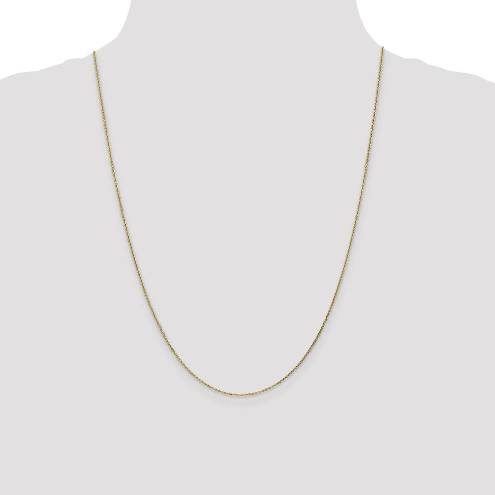 14K Yellow Gold 24" Diamond-Cut Cable Chain Necklace - 0.95mm Width, Lobster Clasp by Oro Pregiato