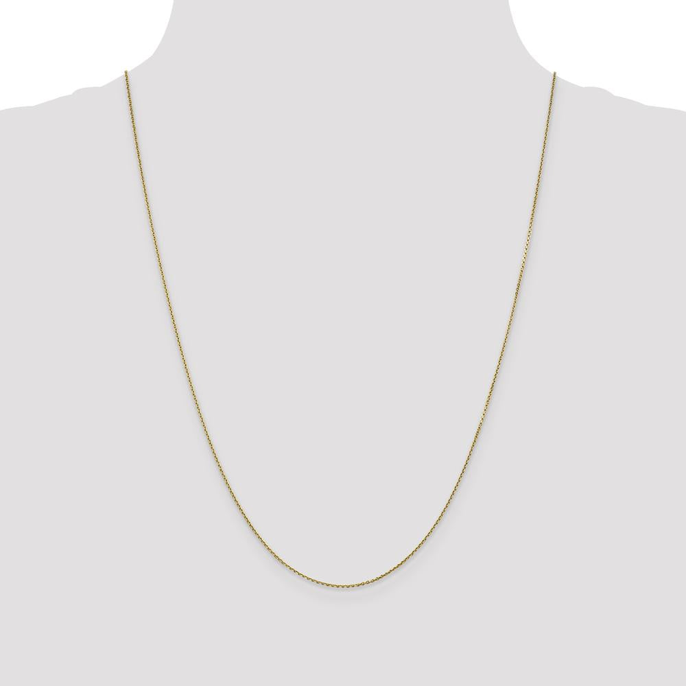 14K Yellow Gold 24" Diamond-Cut Cable Chain Necklace - 0.9mm Width by Monteluci Fine Jewelry