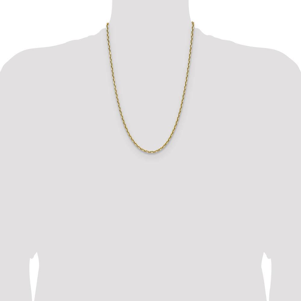 14K Yellow Gold 24" Diamond-Cut French Link Chain Necklace by Oro Pregiato