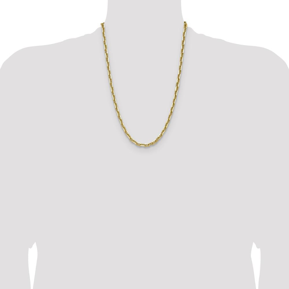 14K Yellow Gold 24" Diamond-Cut Mariner Anchor Chain Necklace by Oro Pregiato