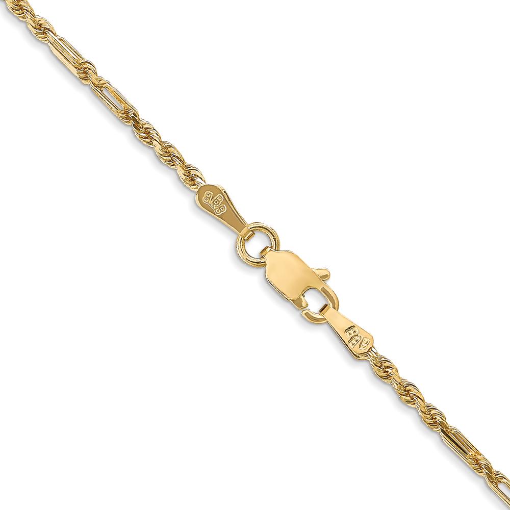 14K Yellow Gold 24" Diamond-Cut Milano Rope Chain Necklace with Lobster Clasp - 1.8mm Solid Link by Oro Pregiato