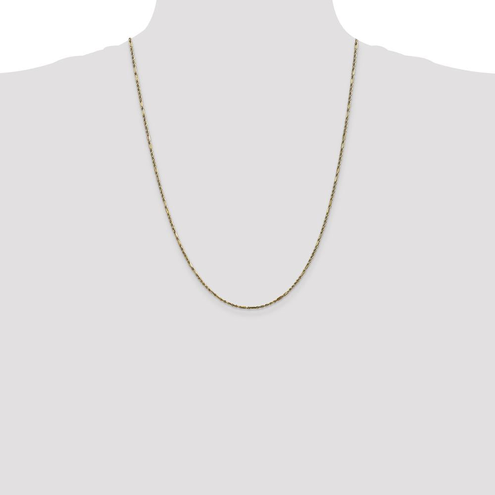 14K Yellow Gold 24" Diamond-Cut Milano Rope Chain Necklace with Lobster Clasp - 1.8mm Solid Link by Oro Pregiato