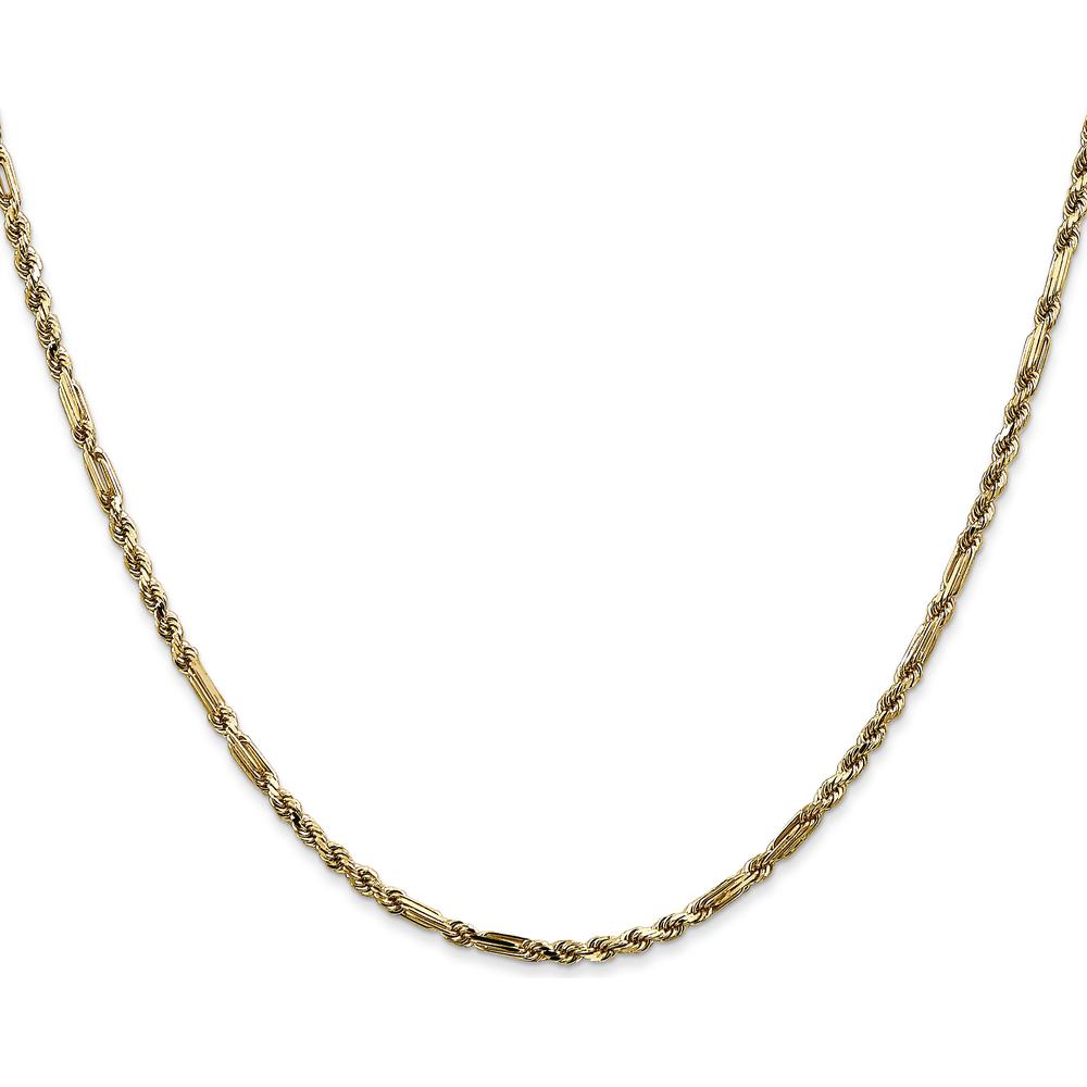 14K Yellow Gold 24" Diamond-Cut Milano Rope Chain Necklace with Lobster Clasp - 2.25mm Width by Oro Pregiato