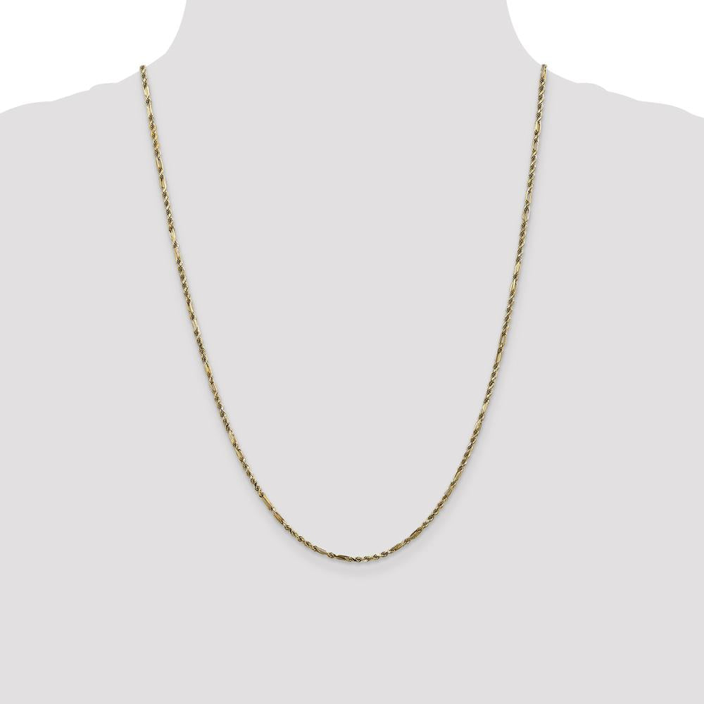 14K Yellow Gold 24" Diamond-Cut Milano Rope Chain Necklace with Lobster Clasp - 2.25mm Width by Oro Pregiato