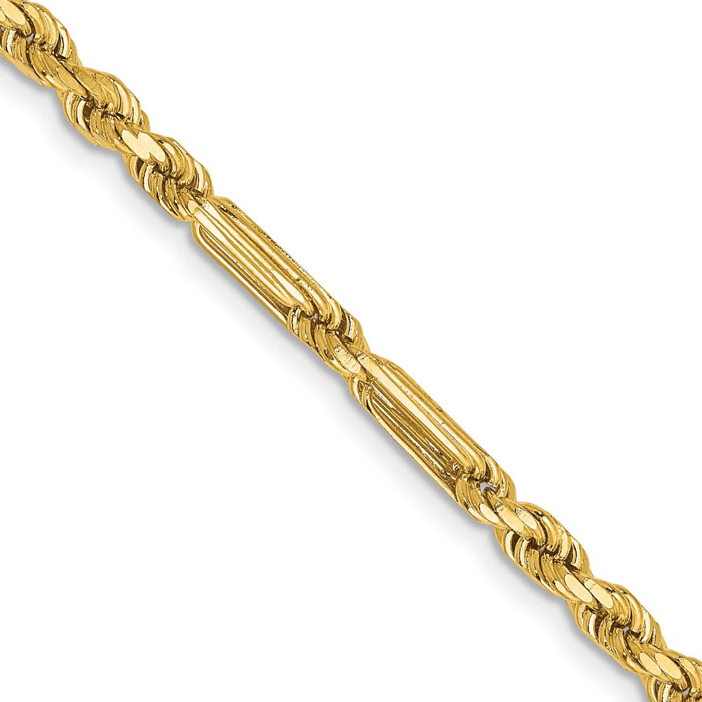 14K Yellow Gold 24" Diamond-Cut Milano Rope Chain Necklace with Lobster Clasp - 3mm Solid Rope Design by Oro Pregiato