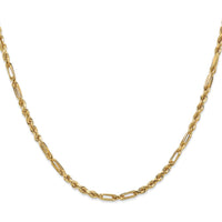 14K Yellow Gold 24" Diamond-Cut Milano Rope Chain Necklace with Lobster Clasp - 3mm Solid Rope Design by Oro Pregiato