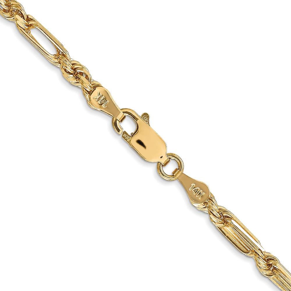 14K Yellow Gold 24" Diamond-Cut Milano Rope Chain Necklace with Lobster Clasp - 3mm Solid Rope Design by Oro Pregiato