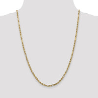 14K Yellow Gold 24" Diamond-Cut Milano Rope Chain Necklace with Lobster Clasp - 3mm Solid Rope Design by Oro Pregiato
