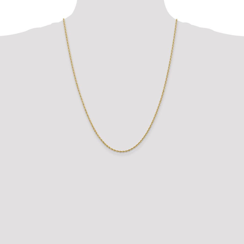 14K Yellow Gold 24" Diamond-Cut Quadruple Rope Chain - 2mm Width, Lobster Clasp, Solid Gold by Oro Pregiato